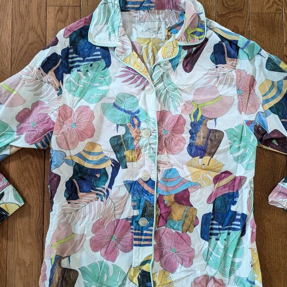 The Cats Pajamas Women's Tropical Collared Lightweight Top - Picture 3 of 4